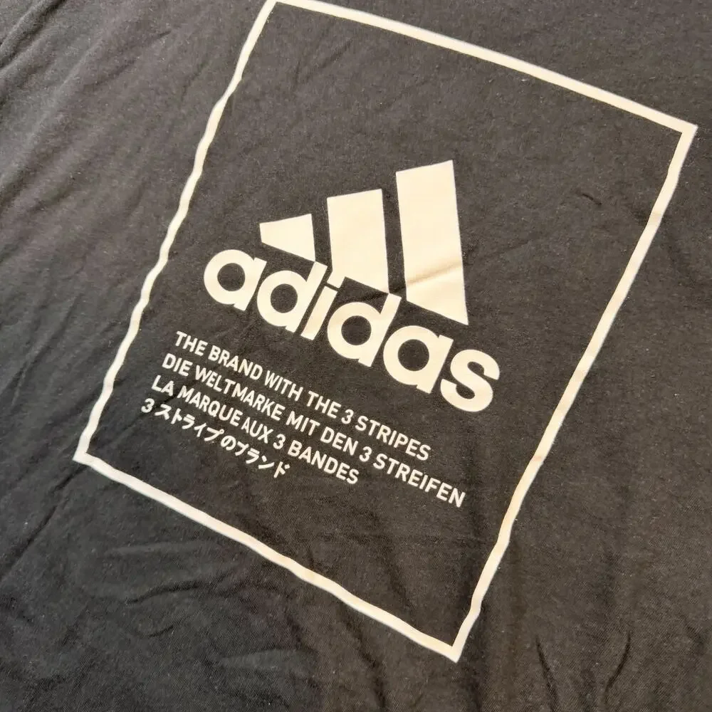 Adidas The Go To Tee Black Box Logo Graphic T Shirt Mens Black Size Large
